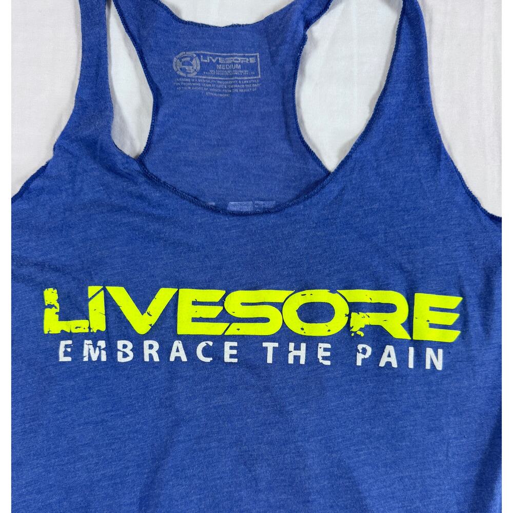 Livesore Racerback Tank Medium In Quads We Trust Blue Gym Workout - Picture 2 of 8